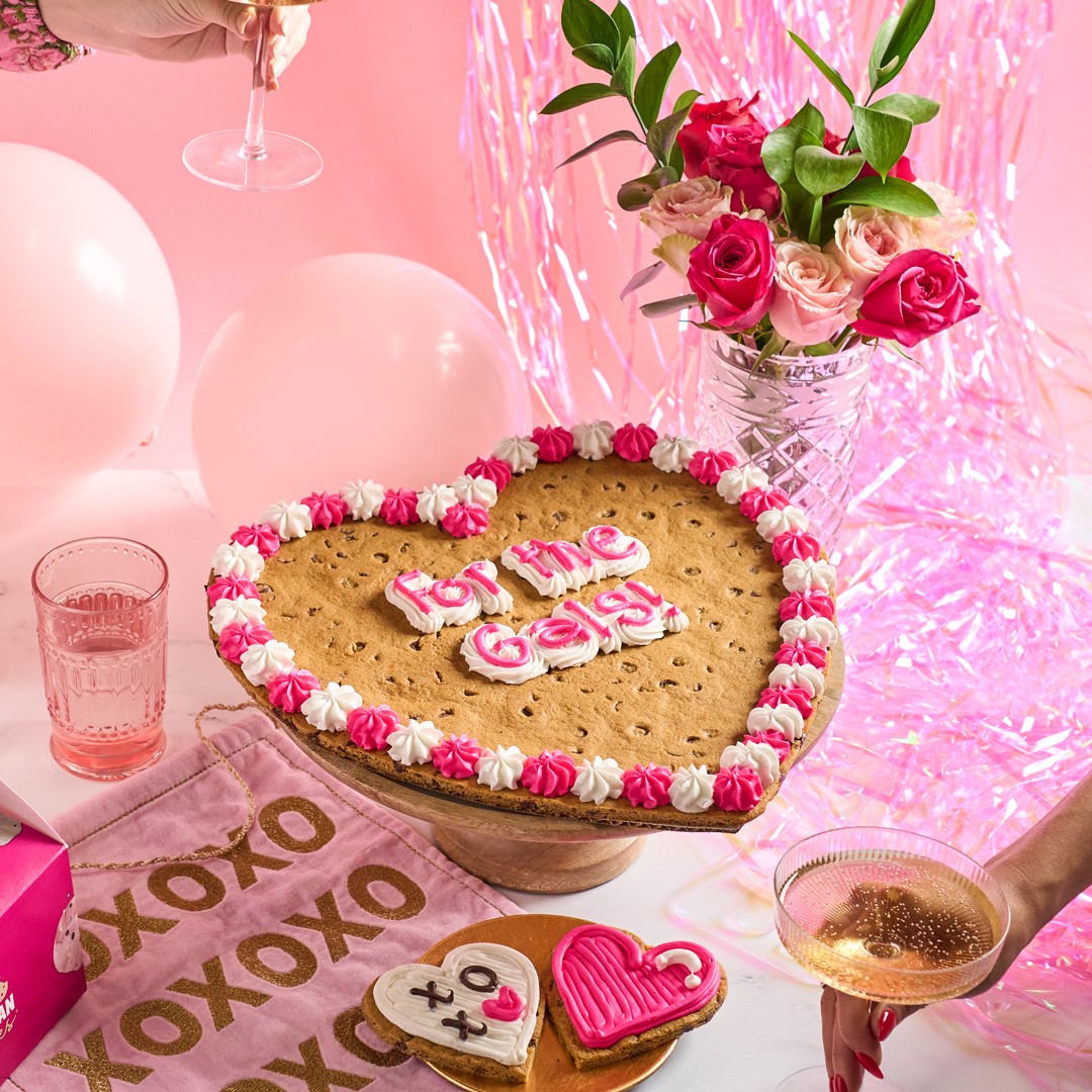 Great American Cookie's heart-shaped cookie cake